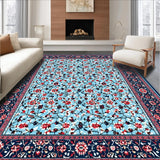Ultra Soft Area Rug, Non Slip, Stain Resistant, Washable Area Rugs for Living Room, Bedroom, Serene Outdoor Multicolor Botanical Style(Blue)