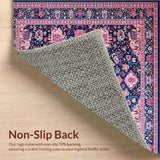 Ultra Soft Area Rug, Non Slip, Stain Resistant, Washable Area Rugs for Living Room, Bedroom, Rustic Textured Ogee Style(Blue)