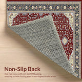 Ultra Soft Area Rug, Non Slip, Stain Resistant, Washable Area Rugs for Living Room, Bedroom, Lush Cozy Cream Tiled Design(Red)