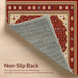 Ultra Soft Area Rug, Non Slip, Stain Resistant, Washable Area Rugs for Living Room, Bedroom, Artful Ornate Symmetrical Border(Red)