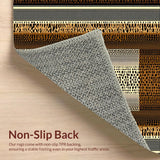 Ultra Soft Area Rug, Non Slip, Stain Resistant, Washable Area Rugs for Living Room, Bedroom, Earthy Tones Contemporary Motif(Brown)