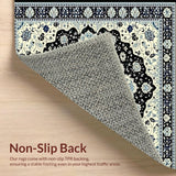 Ultra Soft Area Rug, Non Slip, Stain Resistant, Washable Area Rugs for Living Room, Bedroom, Intricate Mandala Motif in Cream(White)
