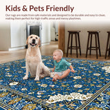 Ultra Soft Area Rug, Non Slip, Stain Resistant, Washable Area Rugs for Living Room, Bedroom, Vibrant Geometric Cultural Aesthetic(Blue)
