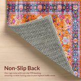 Ultra Soft Area Rug, Non Slip, Stain Resistant, Washable Area Rugs for Living Room, Bedroom, Vibrant Floral Patterned Elegance(Orange)