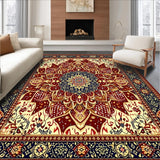 Ultra Soft Area Rug, Non Slip, Stain Resistant, Washable Area Rugs for Living Room, Bedroom, Scandinavian Floral Bohemian(Red)