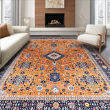 Ultra Soft Area Rug, Non Slip, Stain Resistant, Washable Area Rugs for Living Room, Bedroom, Lively Colorful Ethnic Motif Design(Orange)