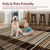 Ultra Soft Area Rug, Non Slip, Stain Resistant, Washable Area Rugs for Living Room, Bedroom, Contemporary Earthy Striped Elegance(Brown)