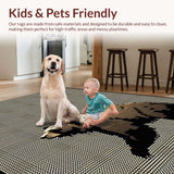 Ultra Soft Area Rug, Non Slip, Stain Resistant, Washable Area Rugs for Living Room, Bedroom, Striking Modern Organic Shapes(Brown)