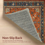 Ultra Soft Area Rug, Non Slip, Stain Resistant, Washable Area Rugs for Living Room, Bedroom, Rustic High-Low Texture Statement(Orange)