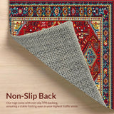 Ultra Soft Area Rug, Non Slip, Stain Resistant, Washable Area Rugs for Living Room, Bedroom, Rustic Colorful Geometric Motif(Red)