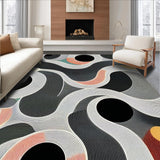 Ultra Soft Area Rug, Non Slip, Stain Resistant, Washable Area Rugs for Living Room, Bedroom, Trendy Textured Organic Form(Black)