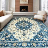 Chic Abstract Blue Trellis(Beige)