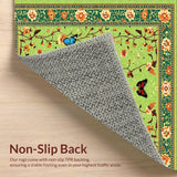 Ultra Soft Area Rug, Non Slip, Stain Resistant, Washable Area Rugs for Living Room, Bedroom, Charming Retro Insect Pattern(Green)