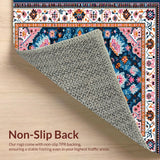 Ultra Soft Area Rug, Non Slip, Stain Resistant, Washable Area Rugs for Living Room, Bedroom, Eclectic Vintage Floral Medallion(Blue)