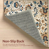 Ultra Soft Area Rug, Non Slip, Stain Resistant, Washable Area Rugs for Living Room, Bedroom, Sophisticated Warm Floral Scheme(Beige)