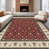 Ultra Soft Area Rug, Non Slip, Stain Resistant, Washable Area Rugs for Living Room, Bedroom, Rich Earthy Floral Trellis Aesthetic(Red)