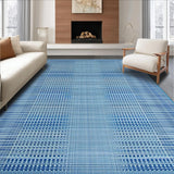 Ultra Soft Area Rug, Non Slip, Stain Resistant, Washable Area Rugs for Living Room, Bedroom, Sophisticated Subtle Braided Detail(Blue)