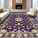 Ultra Soft Area Rug, Non Slip, Stain Resistant, Washable Area Rugs for Living Room, Bedroom, Elegant Floral Area Featuring Intricate Purple And Gold(Purple)