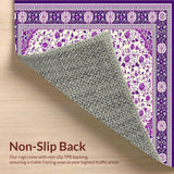 Ultra Soft Area Rug, Non Slip, Stain Resistant, Washable Area Rugs for Living Room, Bedroom, Trendy Minimalist Floral Aesthetic(Purple)