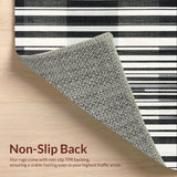 Ultra Soft Area Rug, Non Slip, Stain Resistant, Washable Area Rugs for Living Room, Bedroom, Classic Striped Harmony Rug Featuring Graphic Bands and Crisp Edge Detailing(Black)