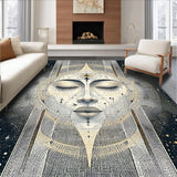 Ultra Soft Area Rug, Non Slip, Stain Resistant, Washable Area Rugs for Living Room, Bedroom, Mystic Sun and Crescent Moon Rug with Zodiac Constellation and Tarot Geometry(Gray)