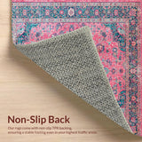 Ultra Soft Area Rug, Non Slip, Stain Resistant, Washable Area Rugs for Living Room, Bedroom, Chic Vintage Botanical Pattern(Pink)