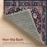 Ultra Soft Area Rug, Non Slip, Stain Resistant, Washable Area Rugs for Living Room, Bedroom, Elegant Faded Floral Elegance(Blue)
