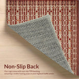 Ultra Soft Area Rug, Non Slip, Stain Resistant, Washable Area Rugs for Living Room, Bedroom, Rustic Gingerbread Braided Aesthetic(Red)