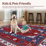 Ultra Soft Area Rug, Non Slip, Stain Resistant, Washable Area Rugs for Living Room, Bedroom, Eclectic Cheerful Entryway Decor(Red)