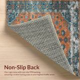 Ultra Soft Area Rug, Non Slip, Stain Resistant, Washable Area Rugs for Living Room, Bedroom, Whimsical Colorful Trellis Design(Orange)