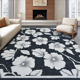 Ultra Soft Area Rug, Non Slip, Stain Resistant, Washable Area Rugs for Living Room, Bedroom, Farmhouse Grey Patio Rug for Pool Decks(Black)