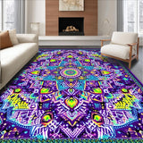 Ultra Soft Area Rug, Non Slip, Stain Resistant, Washable Area Rugs for Living Room, Bedroom, Whimsical Mandala Color Fusion(Purple)
