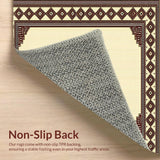 Ultra Soft Area Rug, Non Slip, Stain Resistant, Washable Area Rugs for Living Room, Bedroom, Geometric Brown and Beige Modern Border Area(Beige)