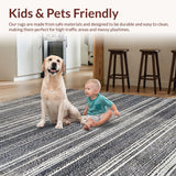 Ultra Soft Area Rug, Non Slip, Stain Resistant, Washable Area Rugs for Living Room, Bedroom, Distinctive Linear Pattern Rug Black and White Accent Piece(Gray)