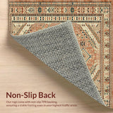 Ultra Soft Area Rug, Non Slip, Stain Resistant, Washable Area Rugs for Living Room, Bedroom, Whimsical Boho Inspired Pattern(Orange)
