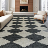 Ultra Soft Area Rug, Non Slip, Stain Resistant, Washable Area Rugs for Living Room, Bedroom, Sleek Minimalist Tiled Motif(Gray)