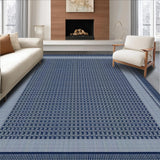 Ultra Soft Area Rug, Non Slip, Stain Resistant, Washable Area Rugs for Living Room, Bedroom, Contemporary Navy Square Motif(Blue)