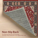 Ultra Soft Area Rug, Non Slip, Stain Resistant, Washable Area Rugs for Living Room, Bedroom, Cozy Distressed Linear Patterns(Red)