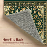 Ultra Soft Area Rug, Non Slip, Stain Resistant, Washable Area Rugs for Living Room, Bedroom, Porch with Intricate Floral Motifs(Green)
