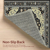 Ultra Soft Area Rug, Non Slip, Stain Resistant, Washable Area Rugs for Living Room, Bedroom, Chic Black and Gray Motif(Black)