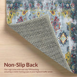 Ultra Soft Area Rug, Non Slip, Stain Resistant, Washable Area Rugs for Living Room, Bedroom, Stylish Vintage Floral Aesthetic(Gray)