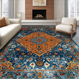 Ultra Soft Area Rug, Non Slip, Stain Resistant, Washable Area Rugs for Living Room, Bedroom, Classic Earthy Medallion Elegance(Orange)