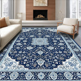 Ultra Soft Area Rug, Non Slip, Stain Resistant, Washable Area Rugs for Living Room, Bedroom, Oriental Floral Design Area(Blue)