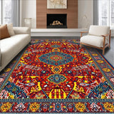 Ultra Soft Area Rug, Non Slip, Stain Resistant, Washable Area Rugs for Living Room, Bedroom, Eclectic Multicolor Textured Weave(Red)