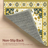 Floral Geometric Patchwork Area in Mustard and Cream(White)