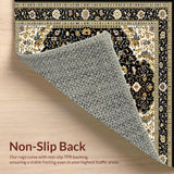 Ultra Soft Area Rug, Non Slip, Stain Resistant, Washable Area Rugs for Living Room, Bedroom, Luxurious Earth Tone Ornate Patterns(Black)