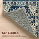 Ultra Soft Area Rug, Non Slip, Stain Resistant, Washable Area Rugs for Living Room, Bedroom, Vintage Floral Medallion Aesthetic(Blue)