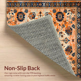 Ultra Soft Area Rug, Non Slip, Stain Resistant, Washable Area Rugs for Living Room, Bedroom, Whimsical Vintage Blossom Arrangement(Orange)