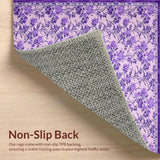 Ultra Soft Area Rug, Non Slip, Stain Resistant, Washable Area Rugs for Living Room, Bedroom, Minimalist Purple Blossom Theme(Pink)