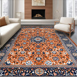Ultra Soft Area Rug, Non Slip, Stain Resistant, Washable Area Rugs for Living Room, Bedroom, Chic Retro Geometric Color Palette(Orange)